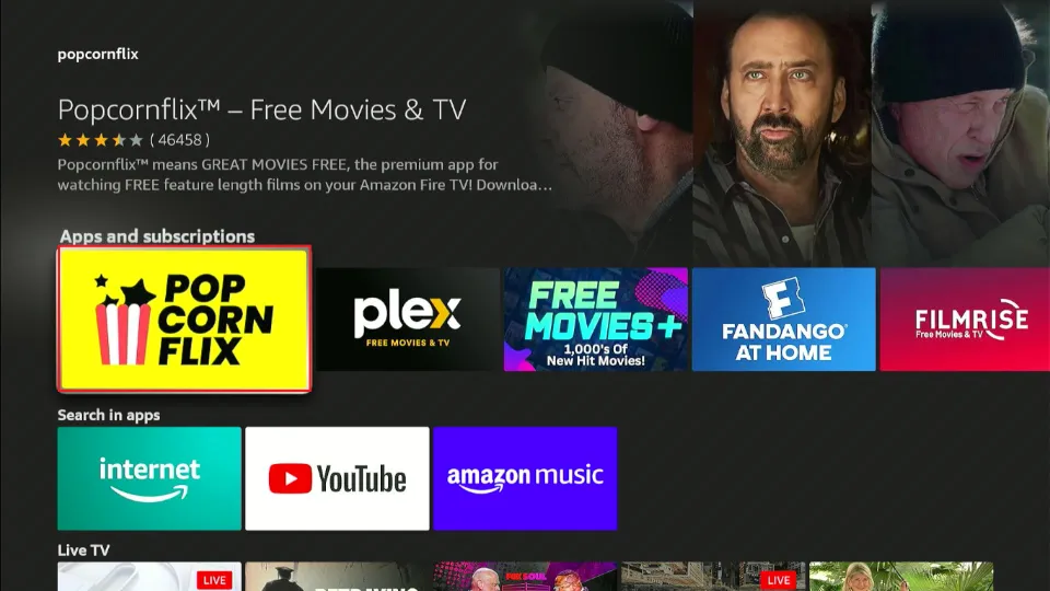 select popcornflix tile