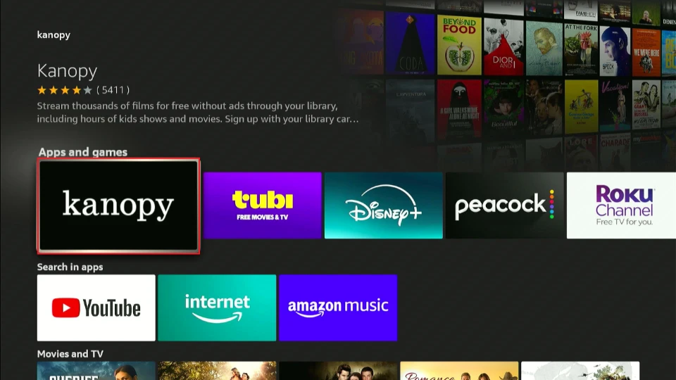select kanopy app tile