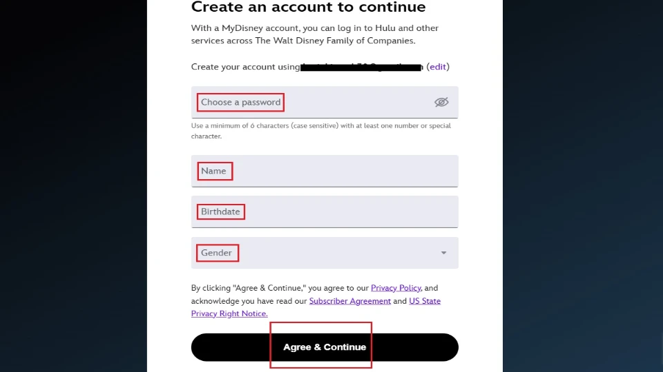enter credentials and add select agree