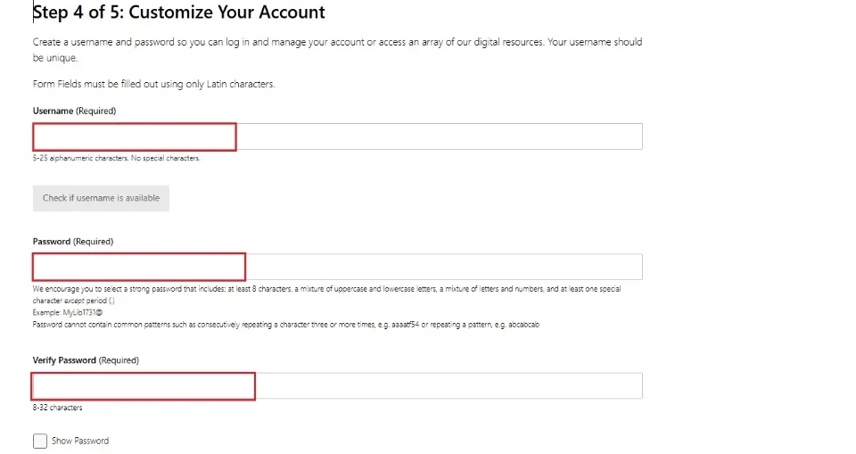 enter username and password