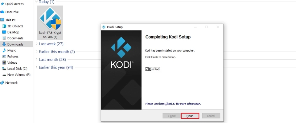 click finish once the app gets installed
