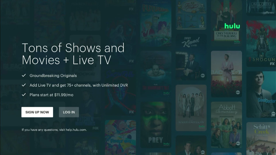 hulu welcome screen