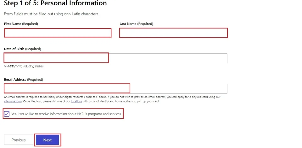 enter personal info - click next