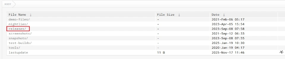 open browser and check releases