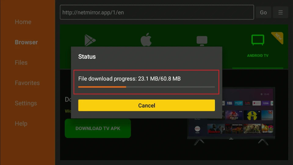 apk will start to begin downloading