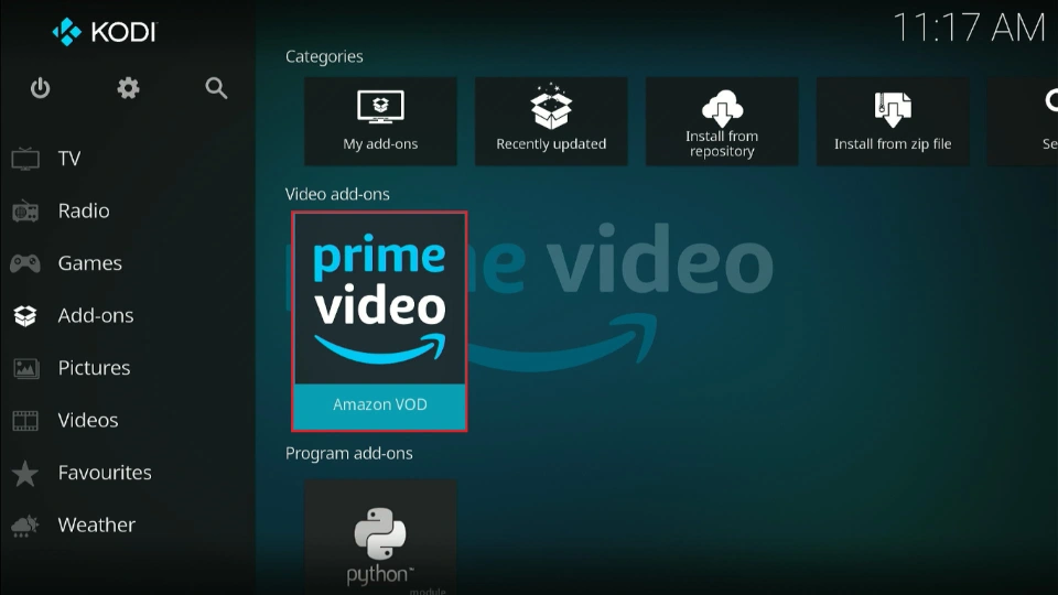 select the amazon vod tile