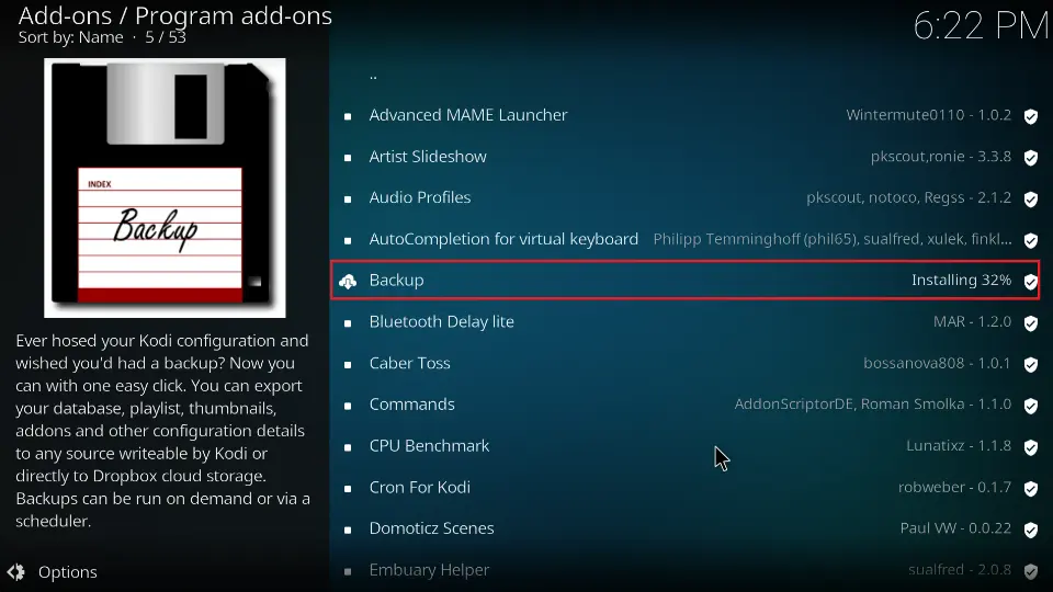 progress on the screen