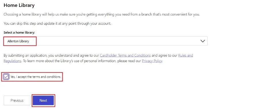 select home library and click next