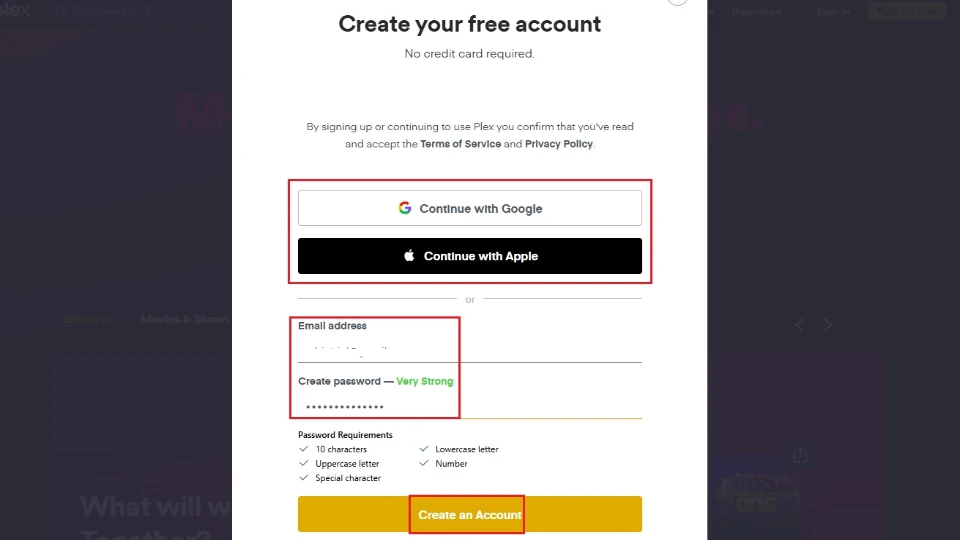 create free account