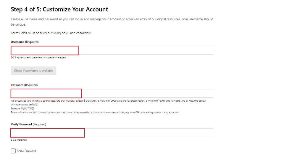 create your account