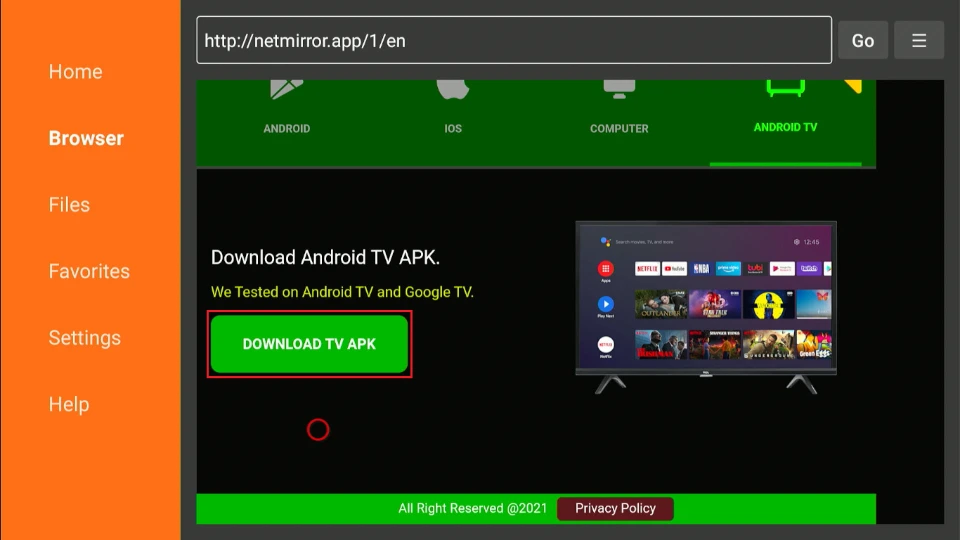 select download tv apk