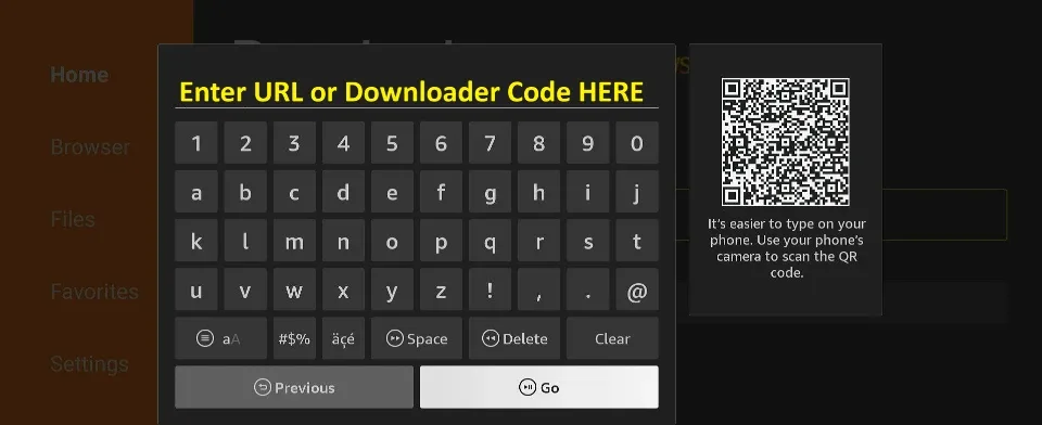 enter downloader code
