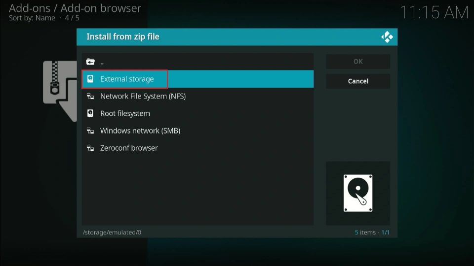select external storage
