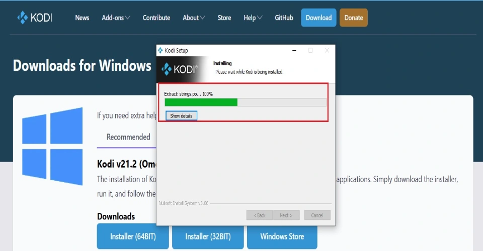 wait for kodi to install