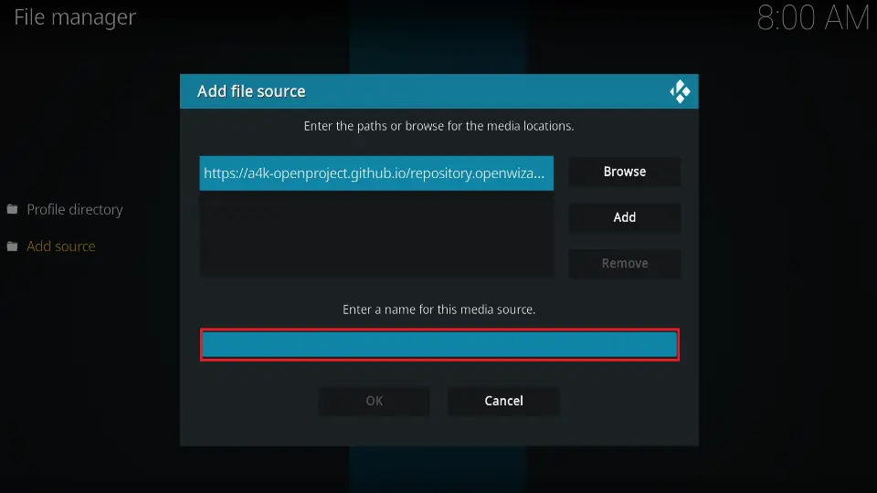 Enter a name for this media source