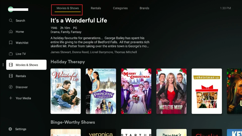 select movies and shows