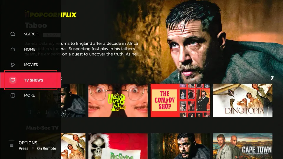 Movies and TV Shows section