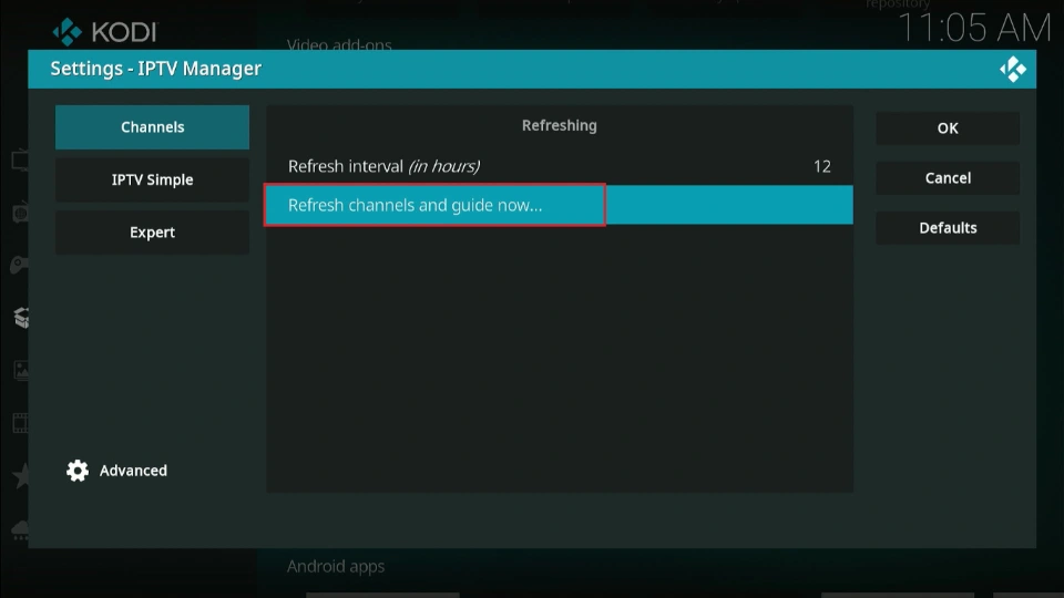 Refresh channels and guide now