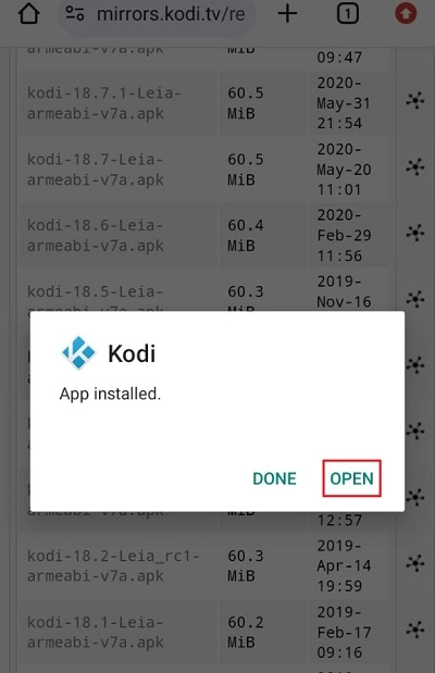 app installed select open