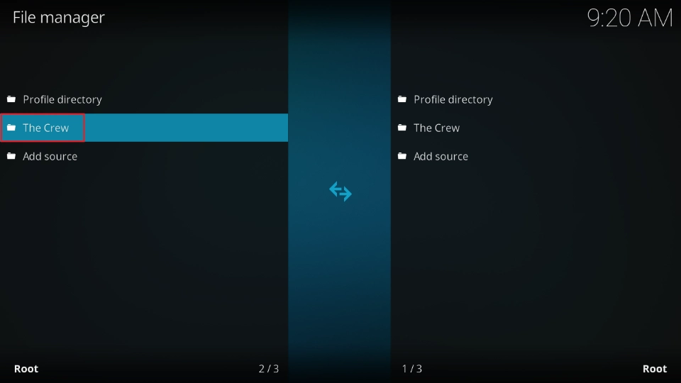 select the source from file manager