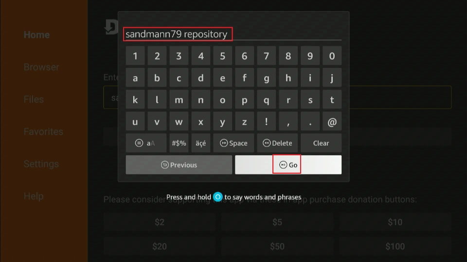 type sandmann repository and go