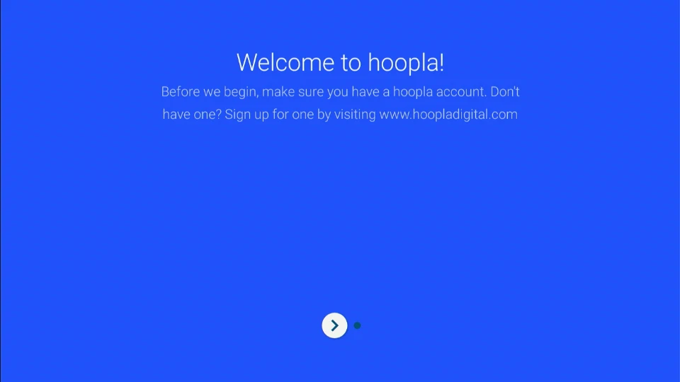 hoopla welcome screen