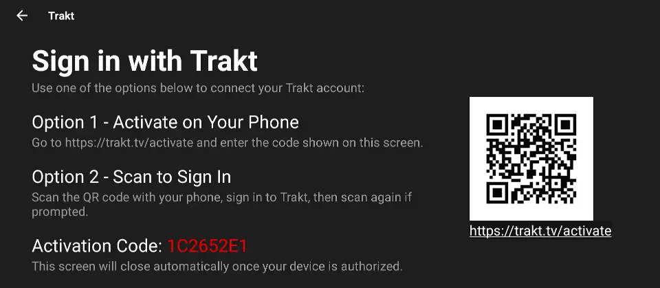 go to trakt.tv/activate