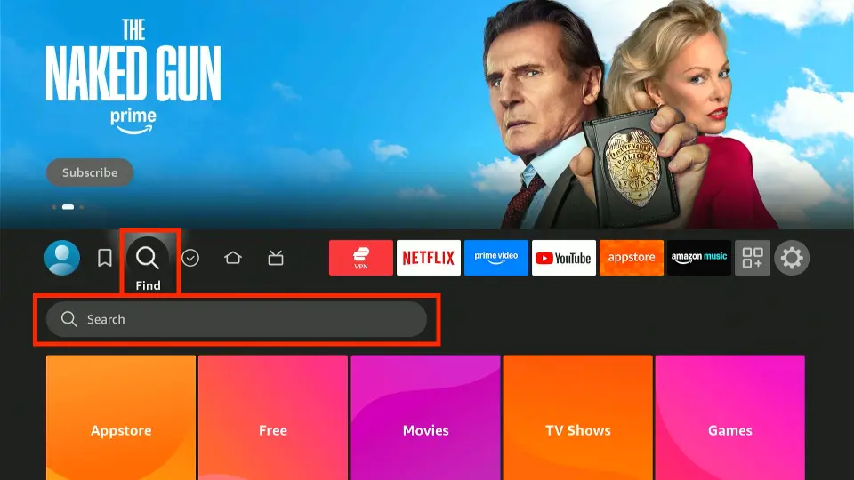 select find > search