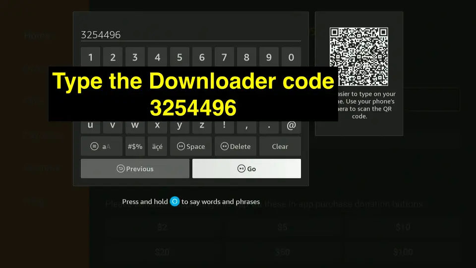 type the downloader code