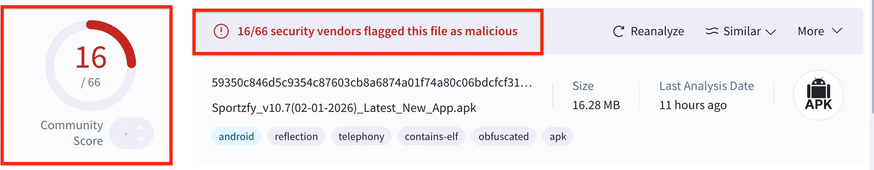 sportzfy virus total scan