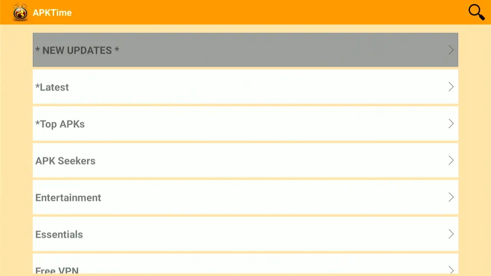 home screen of apktime