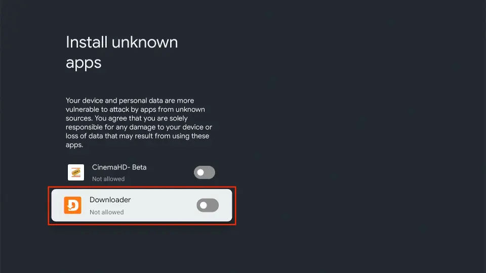 select and allow downloader